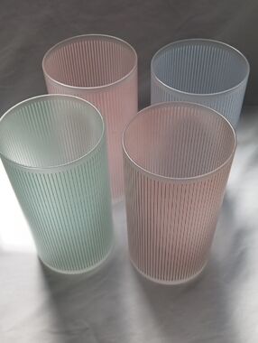 Set of 4 Pastel Striped Tumbler Glasses
